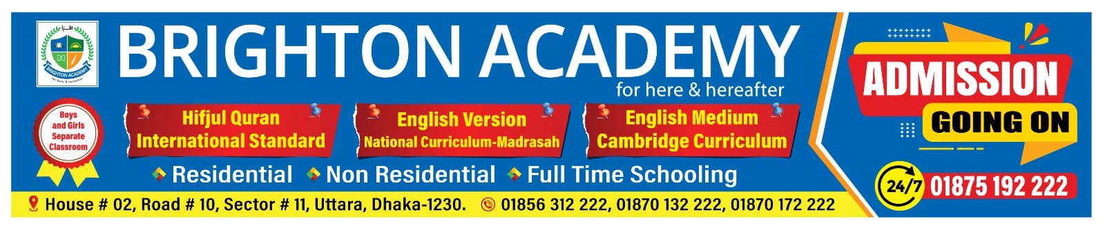 Brighton Academy Admission Banner