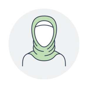 parent photo ph2 Cartoon avatar of a muslim lady with hijab fashion. Outline vector illustration.